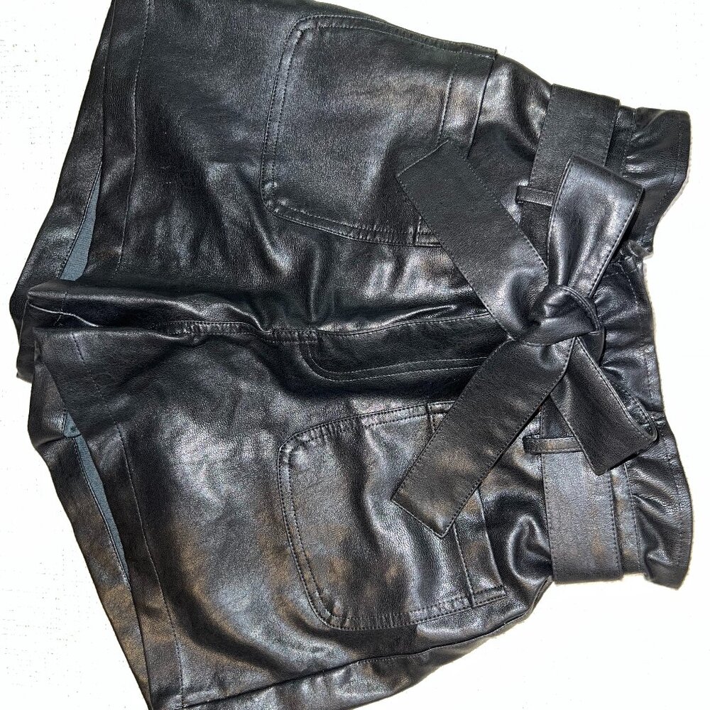 Faux Leather Paper bag Shorts